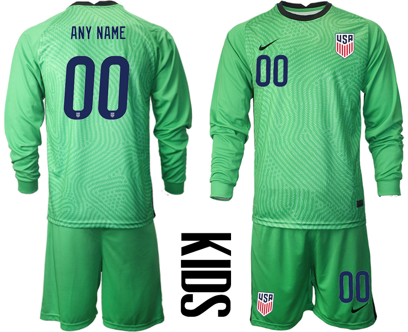 Youth 2020-2021 Season National team United States goalkeeper Long sleeve green customized Soccer Jersey